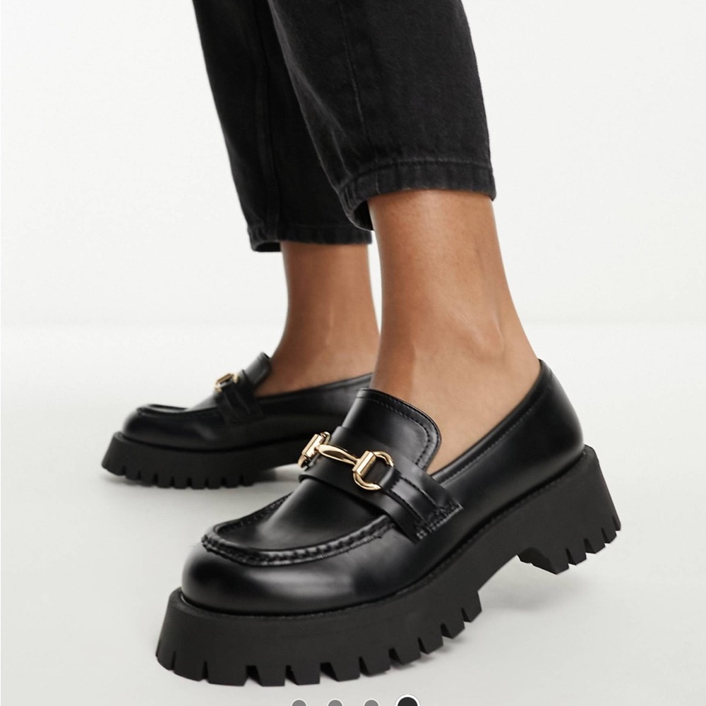 ASOS Black Loafers with Gold Detail